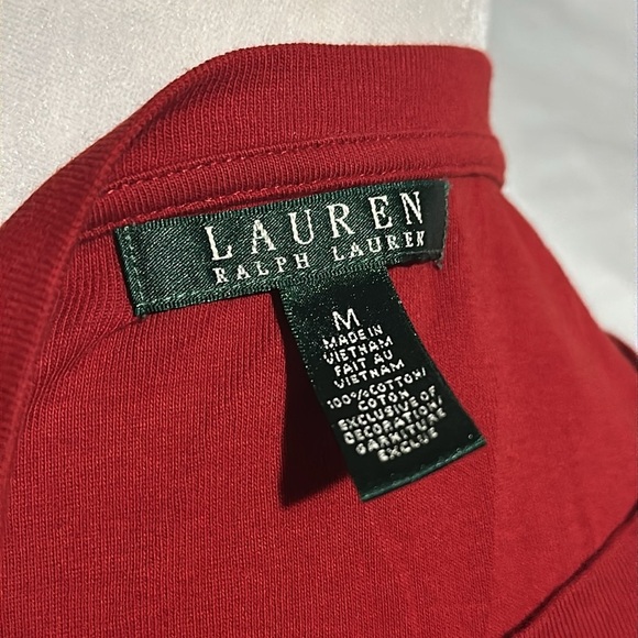 basic red Lauren Ralph Lauren long sleeve top size medium - Picture 3 of 3